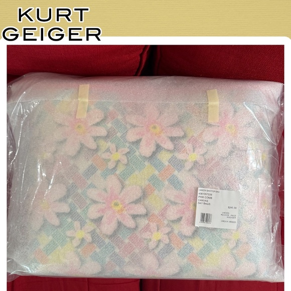 KURT GEIGER LONDON NWT Camden Floral Contrast Trim Shopper Tote Bag w/Pouch - Picture 10 of 17